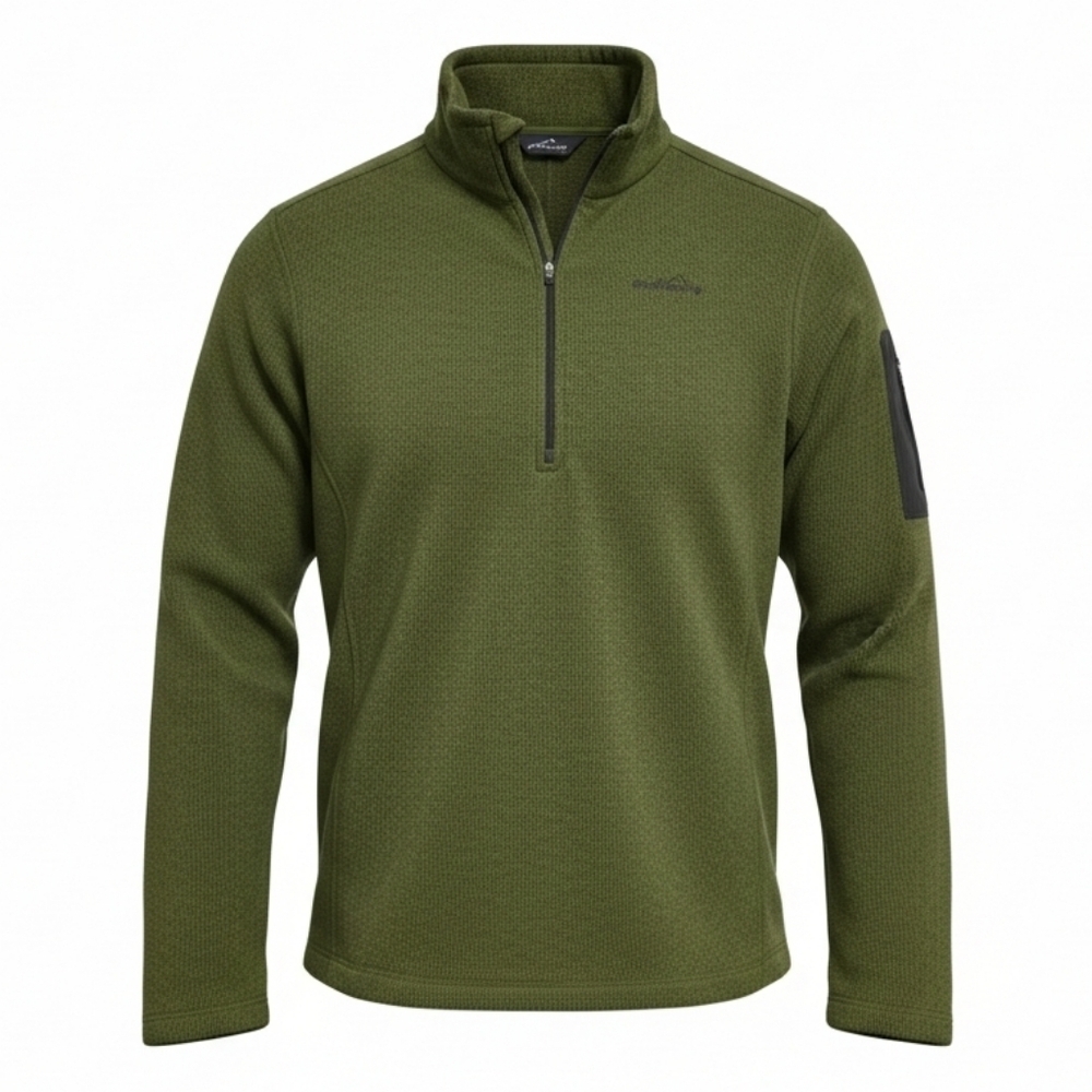 Eddie Bauer Olive Quarter-Zip Fleece Jacket Size Large